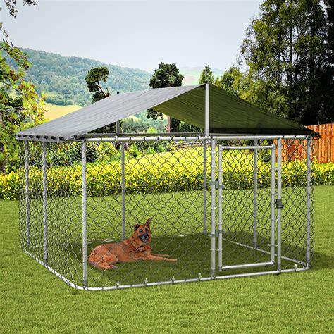 Metal Dog Kennel Outdoor Dog House Rain Proof  